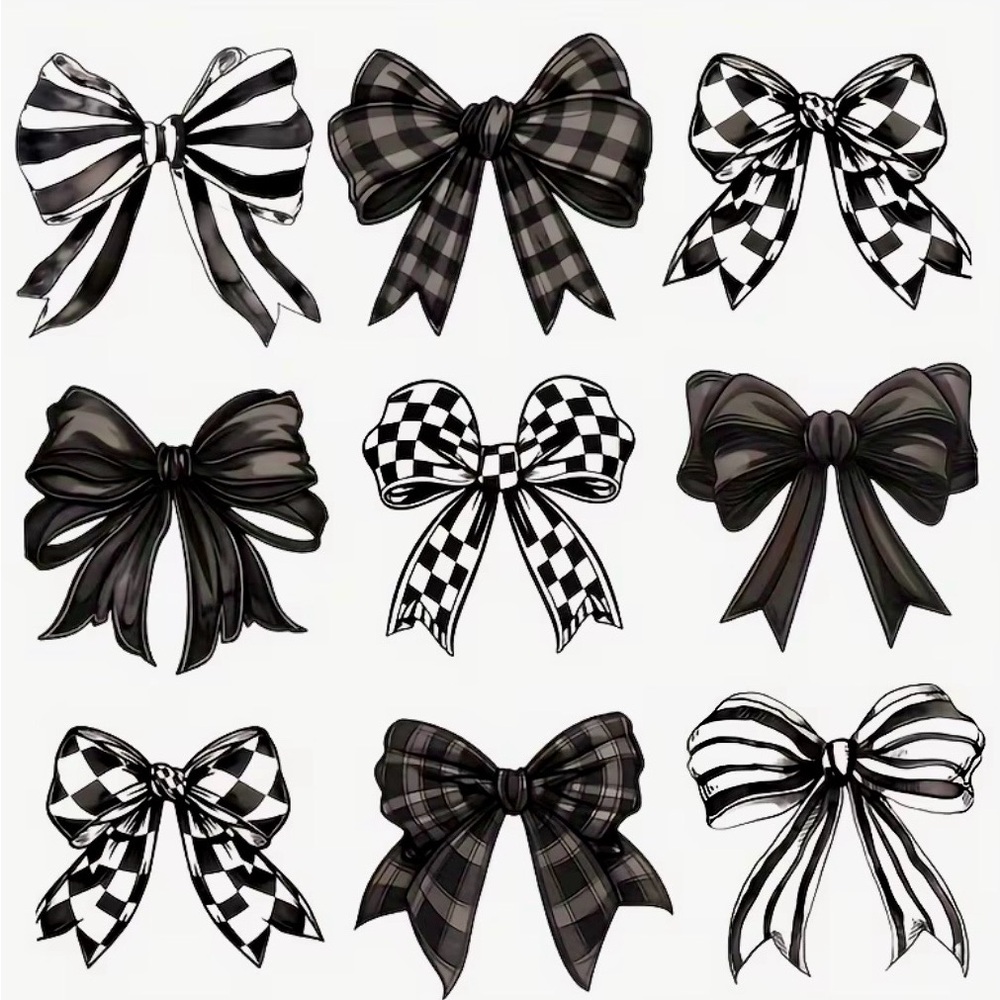 Black Bow Iron On Heat Transfer Patch Coquette DIY T-Shirt Decal Craft